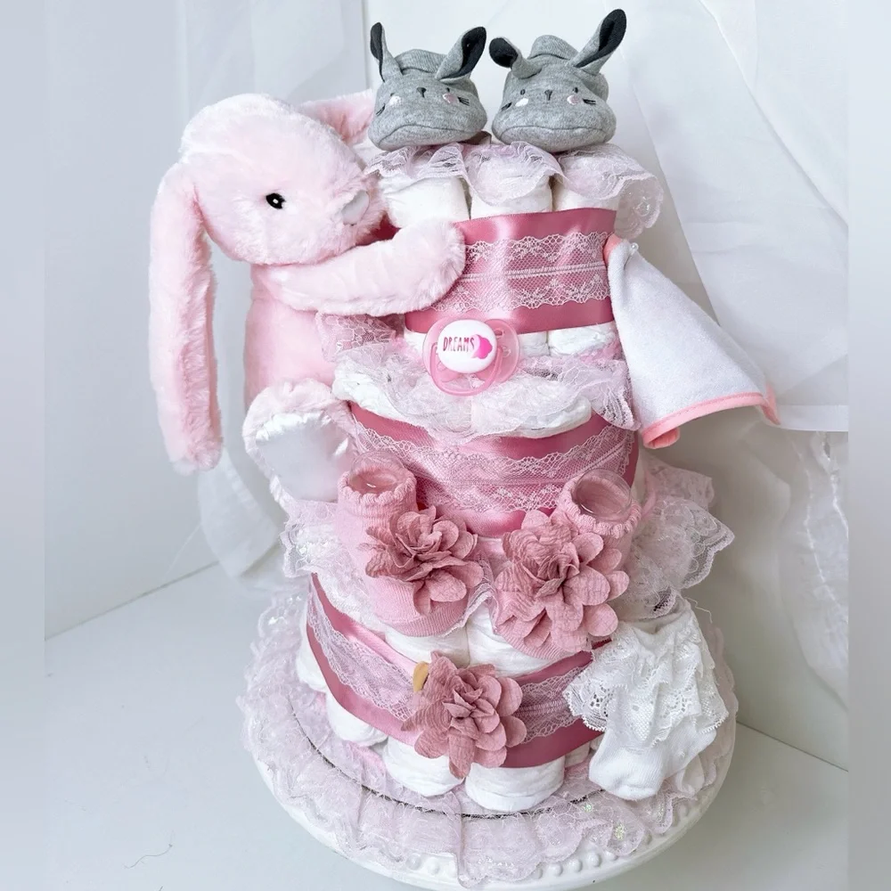Bunny Diaper Cake, Easter Baby Shower Gift